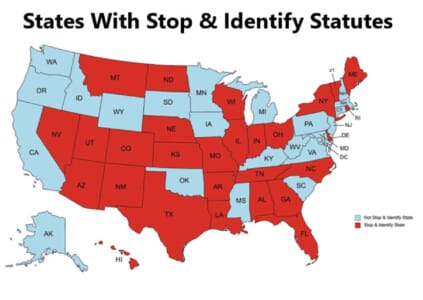 Usa Map Of States With Stop And ID Statutes 1 